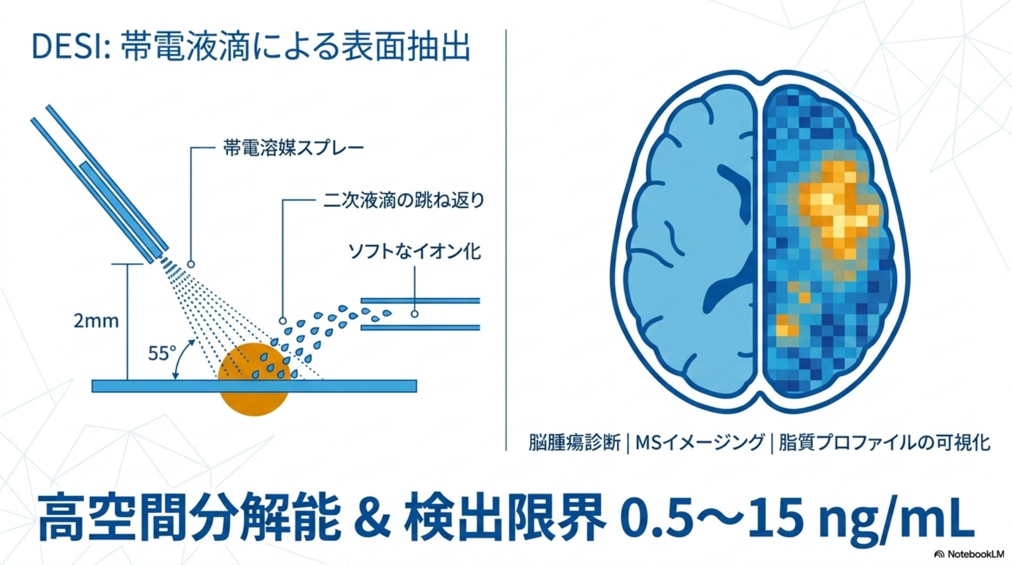 DESIの原理と応用(MSイメージング・脳腫瘍診断)の図解