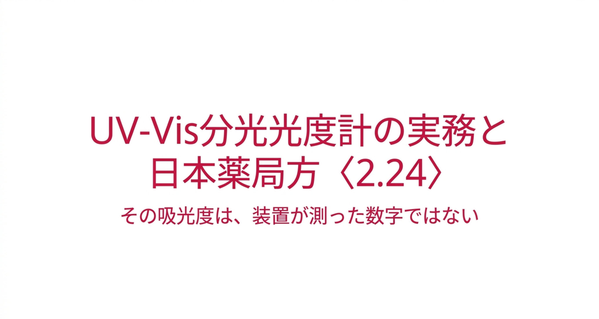 UV-Vis分光光度計の実務と日本薬局方〈2.24〉 ― その吸光度は、装置が測った数字ではない【2026年版】